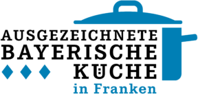 Logo der Auszeichnung für "Ausgezeichnete Bayerische Küche in Bestform" mit drei Rauten