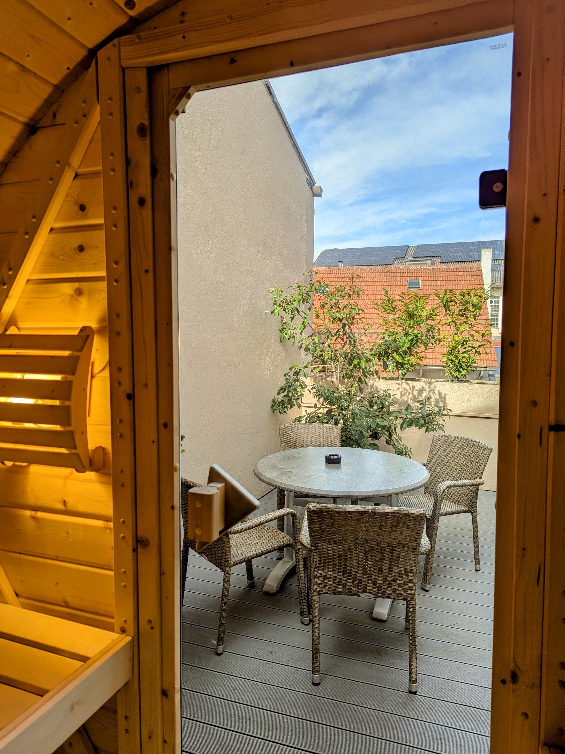 Blick aus der privaten Sauna im Terrassen Appartement